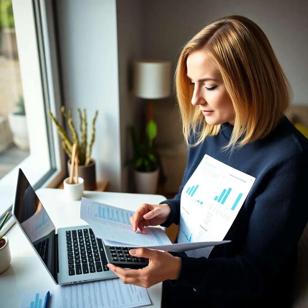 Persoon die financiële administratie doet met laptop en rekenmachine