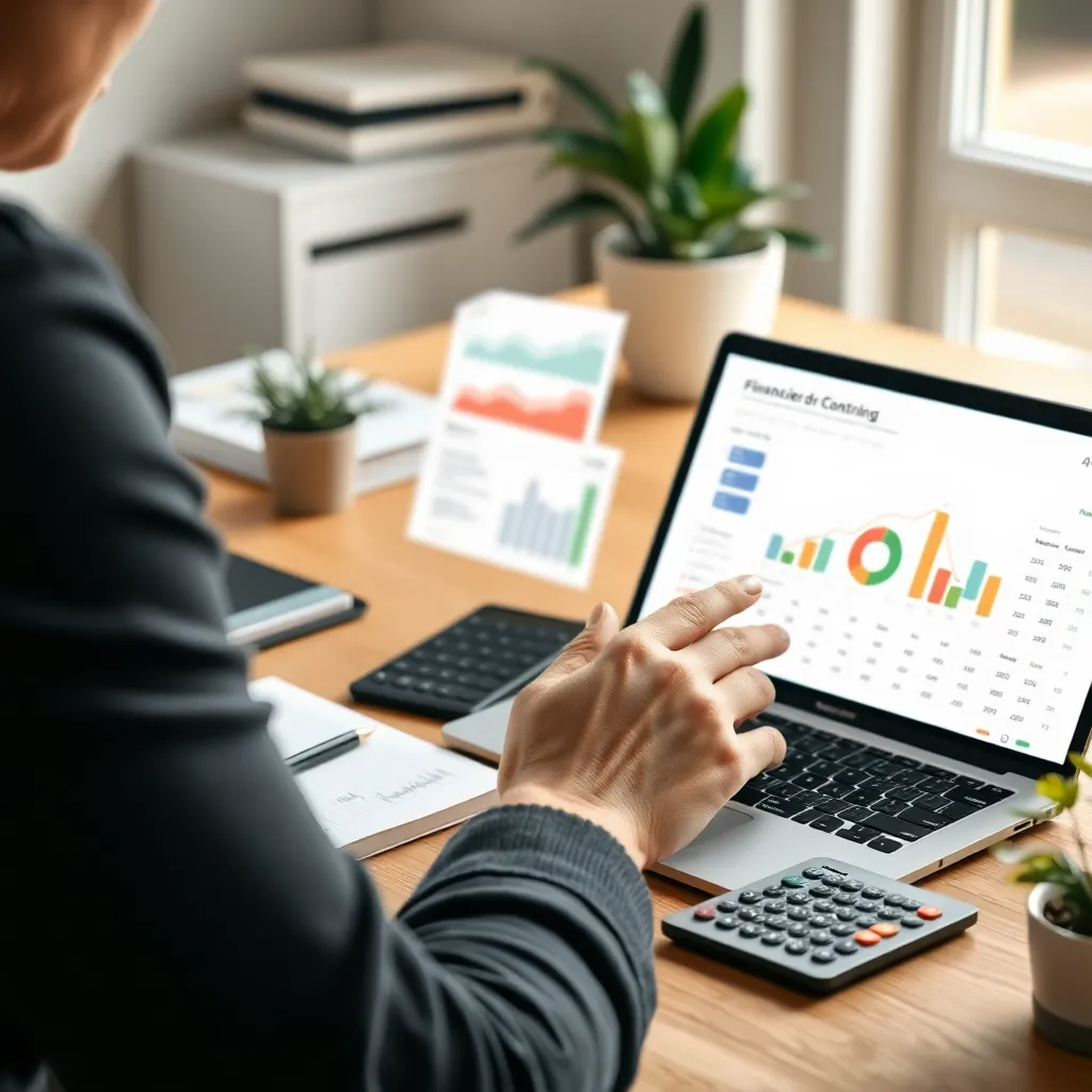 Laptop met financieel dashboard dat vermogensoverzicht toont