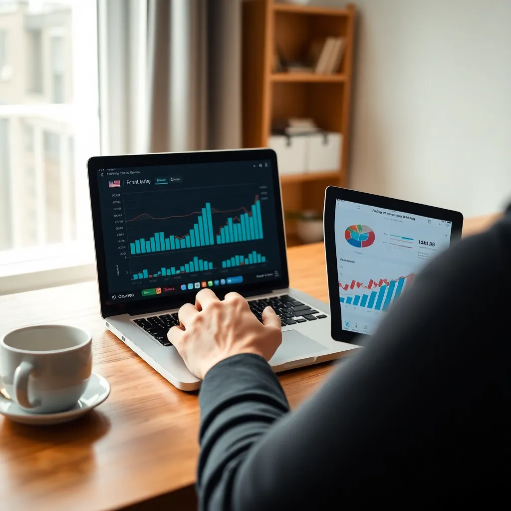 Smartphone met budgetapp die uitgavencategorieën en grafieken toont