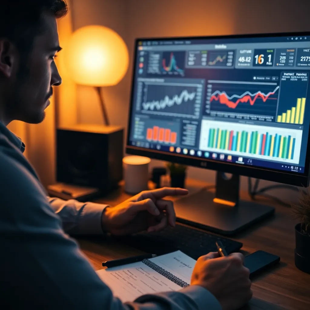 Persoon die digitale financiële planningstools gebruikt